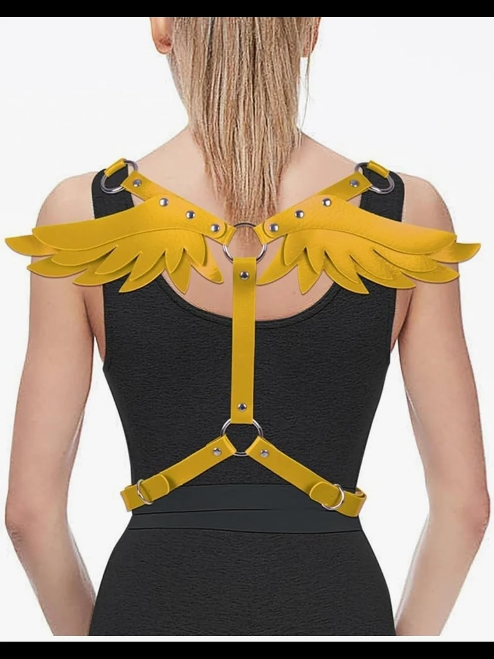 Gothic Pu Leather Angel Wing Harness Chest Body Waist Belt Belly Chain Belts.